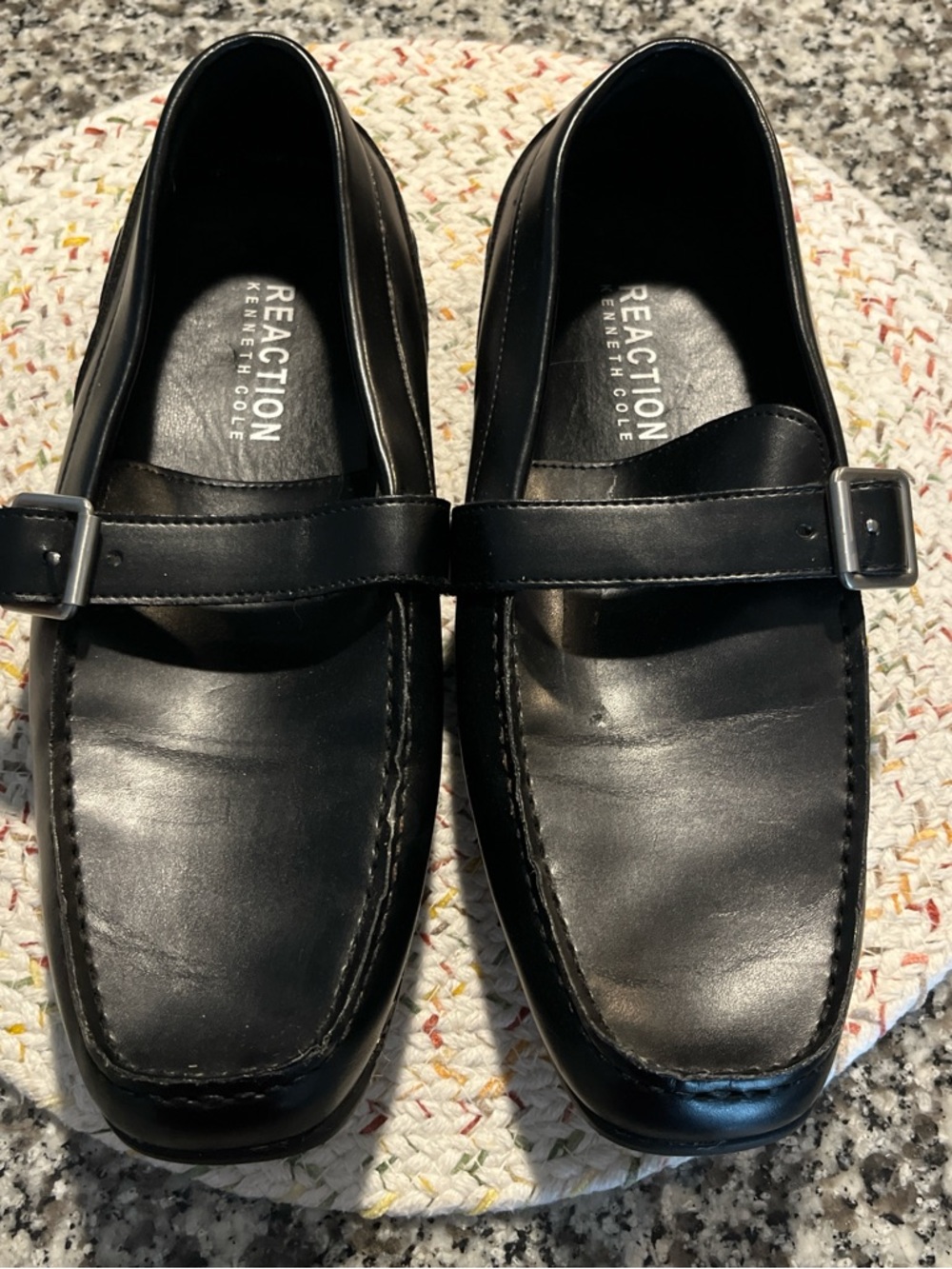 Kenneth Cole Reaction Black Leather Strap Slip-On Loafers